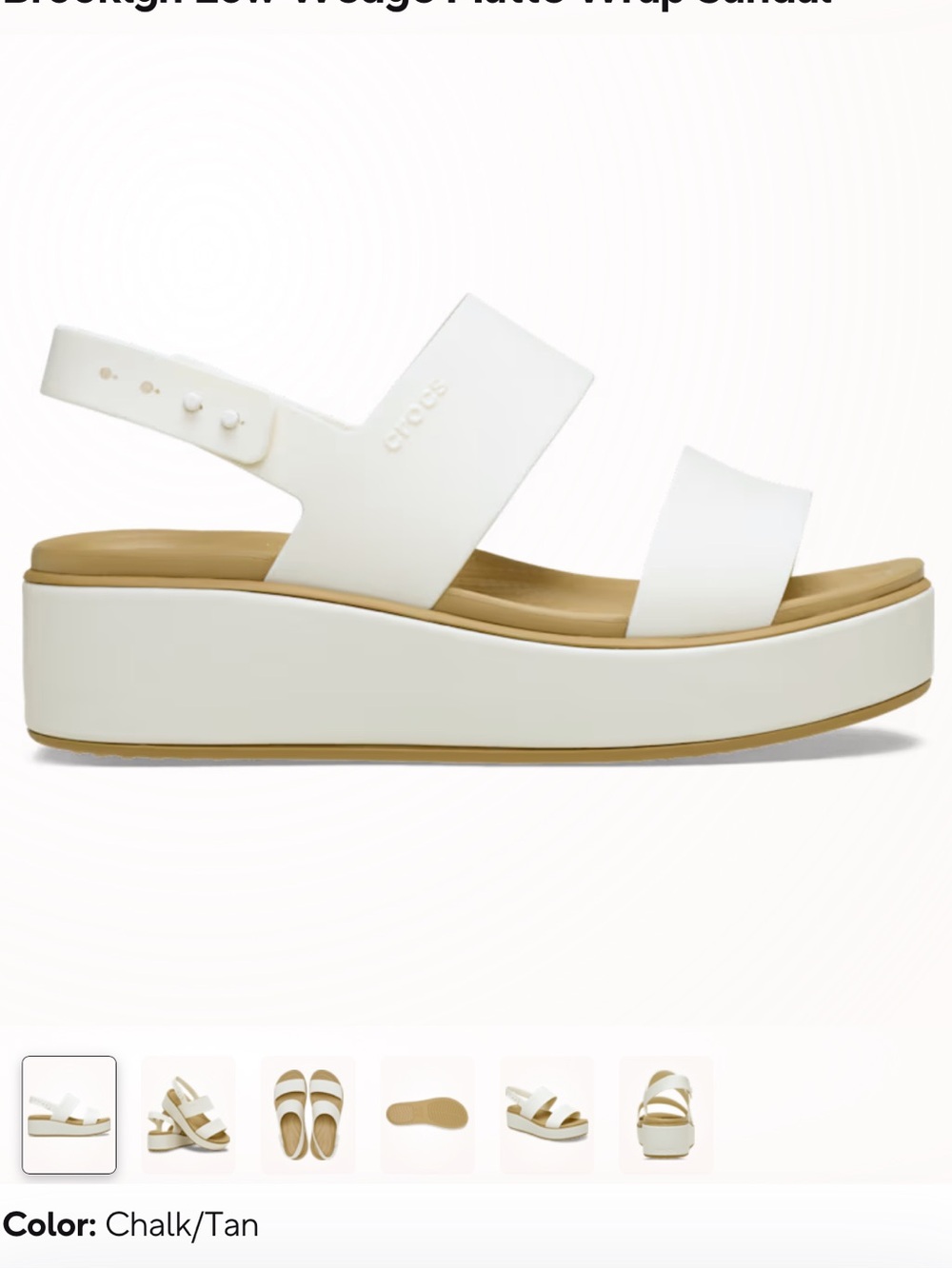 CROCS Brooklyn matte wrap low Women’s Wedge Sandal — Chalk and Tan
